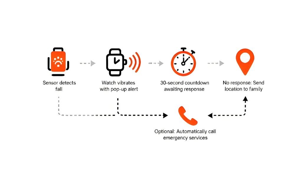 Smartwatch Fall Detection Response Workflow