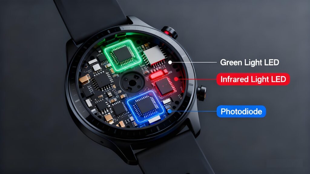Smartwatch Light Source and Sensor Teardown Diagram
