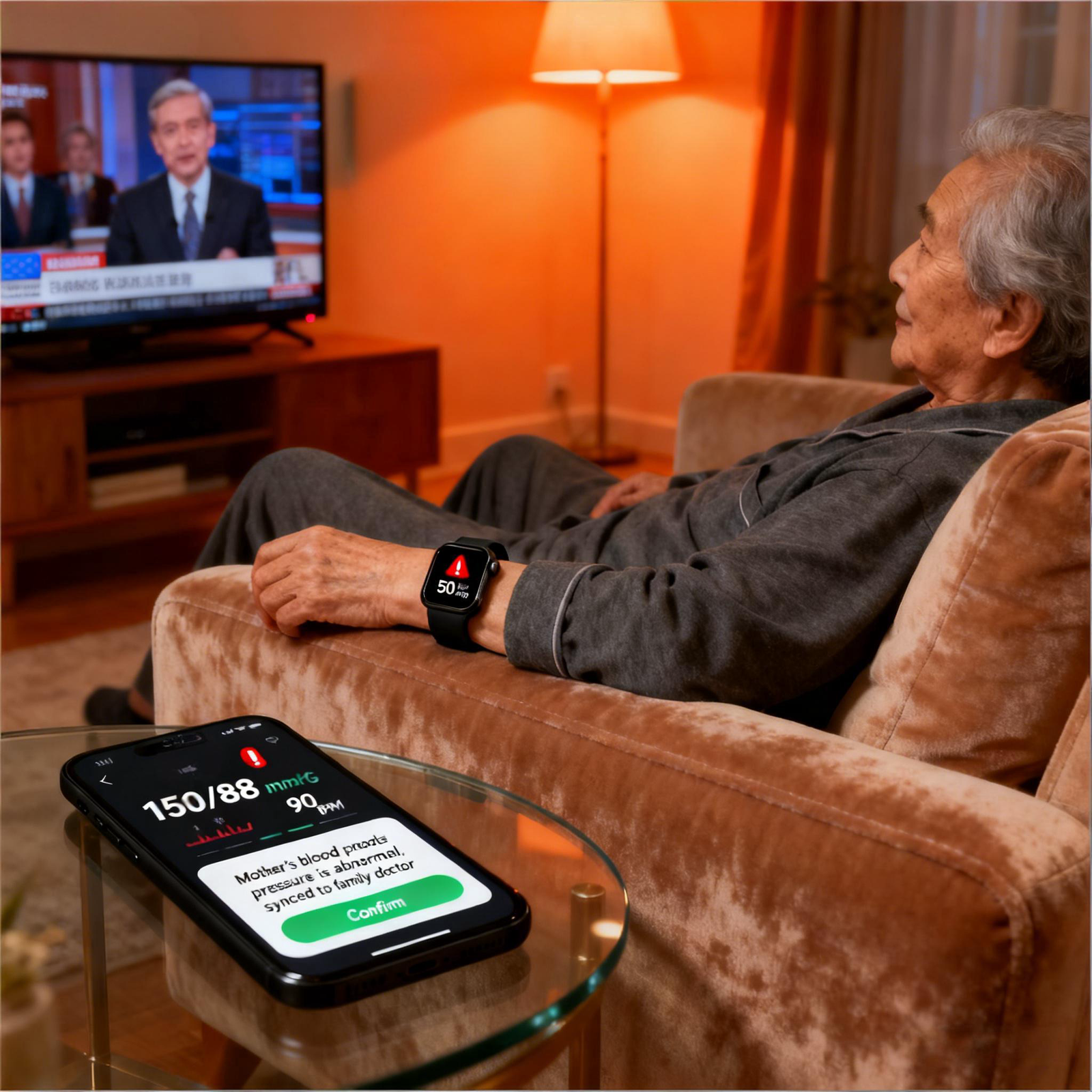 Blood pressure readings from elderly individuals' watches show abnormalities