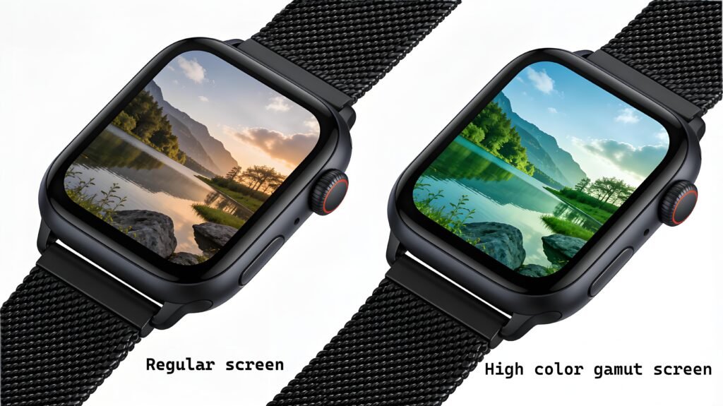 Comparison chart of watch screen display effects
