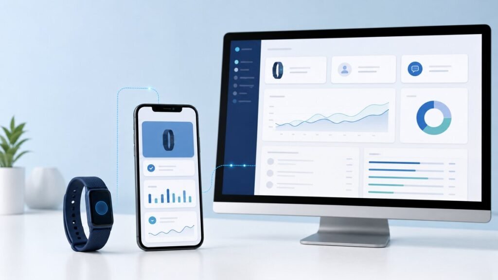 Health monitoring wearable connected to an app and professional dashboard
