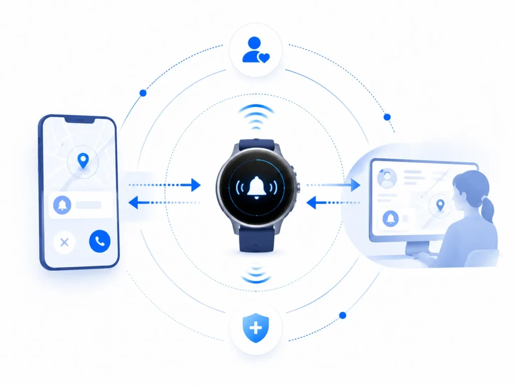 two way alert transmission fall detection watch