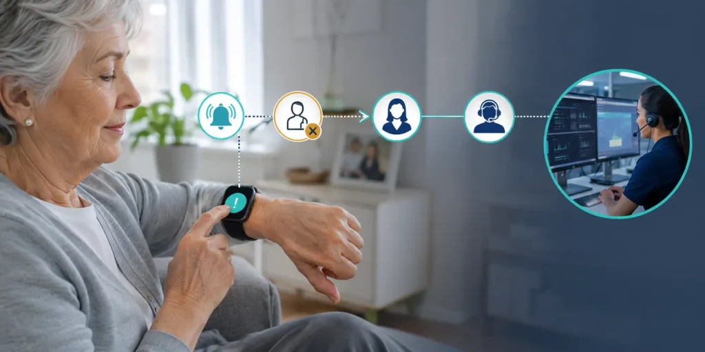 Smart watch SOS escalation after the first contact does not answer