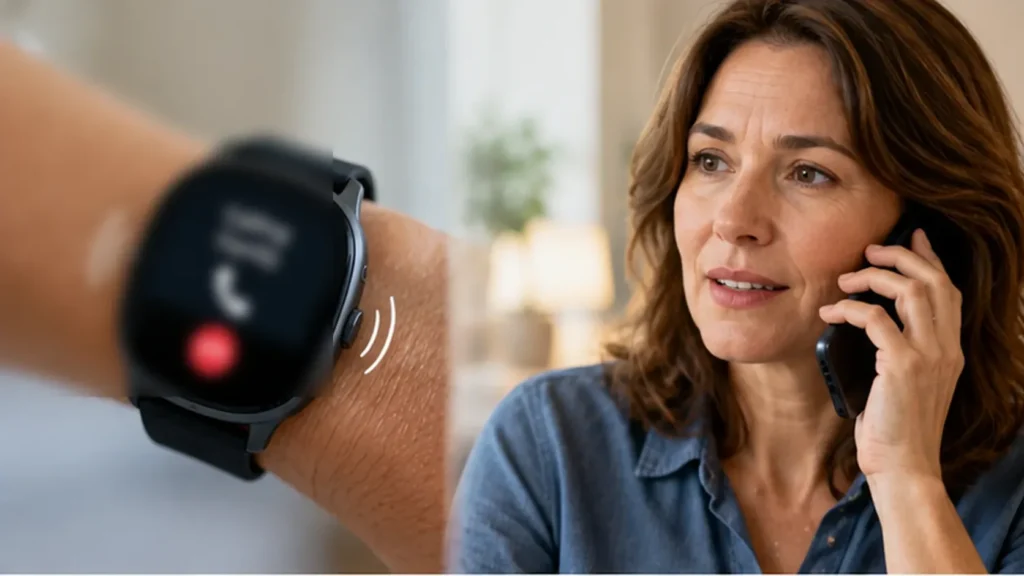 Fall detection watch direct family call workflow