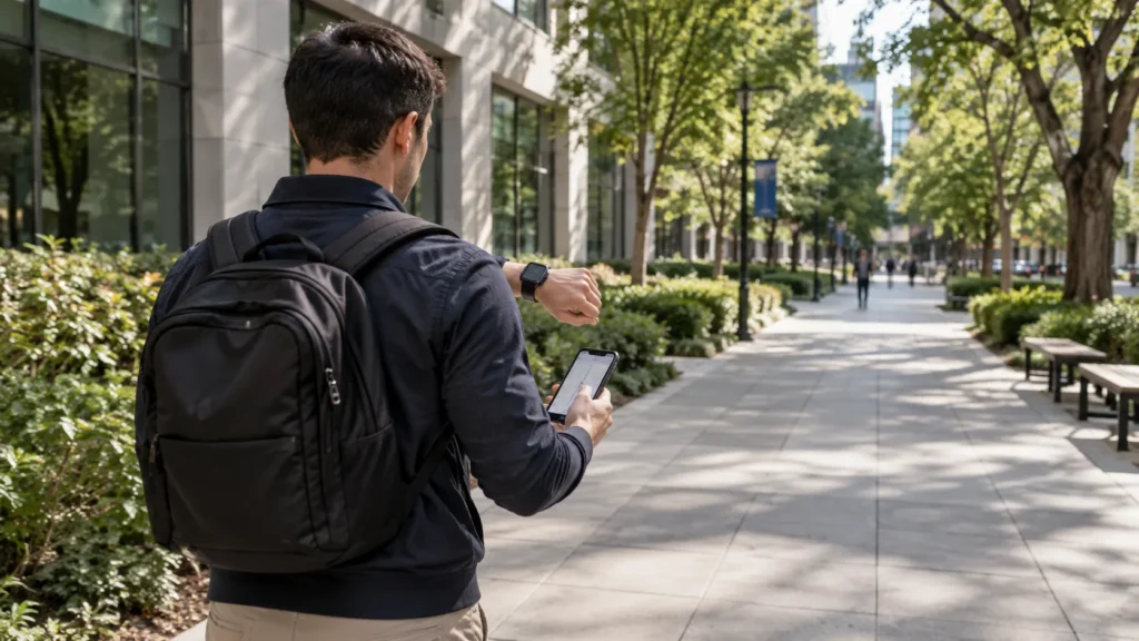 GPS watch accuracy test during a walking route