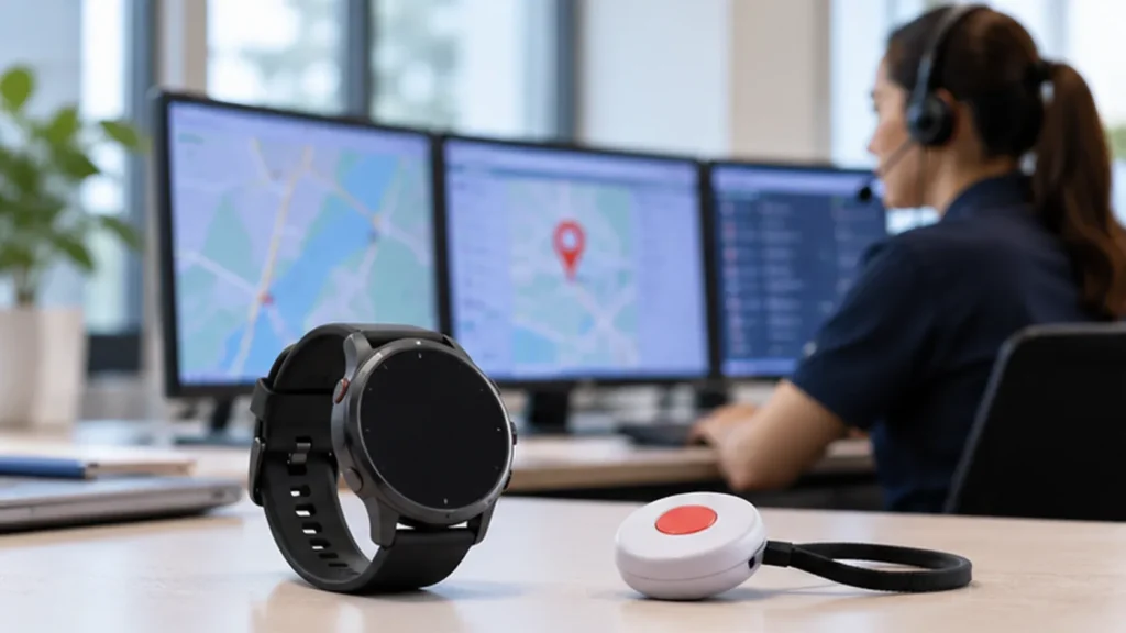 Medical alert watch device monitoring for low battery and offline status