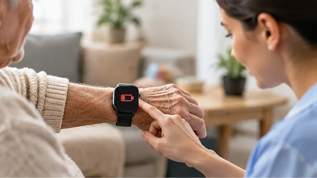 Low-battery and charging monitoring for medical alert watches